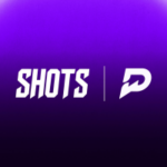 Fundo roxo com logotipo SHOTS à esquerda e PrizePicks à direita.
