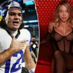 Sydney Sweeney modelando um look de lingerie Fenty.