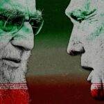 Manifestantes antigovernamentais cantam em torno de um incêndio nas ruas de Teerã.