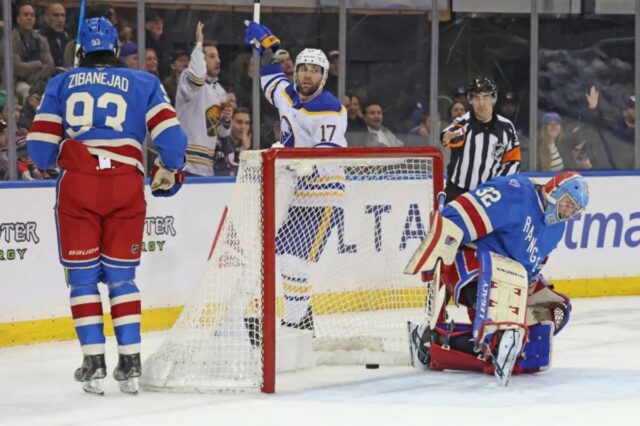 Rangers caem para o Sabres pela sexta derrota em oito jogos durante período crítico
