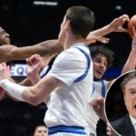 Zuby Ejiofor, lutando por um rebote na vitória do St. John sobre Xavier, cometeu uma falta na vitória, mas Rick Pitino achou que os árbitros erraram em quatro dessas decisões.