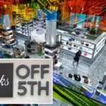 Logotipo Saks OFF 5TH no exterior de um edifício.