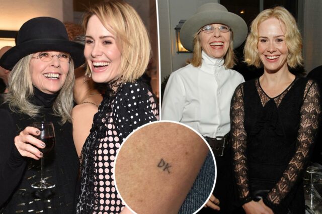 Sarah Paulson estreia tatuagem dedicada a Diane Keaton no aniversário de 80 anos da falecida atriz
