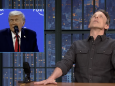 Seth Meyers relutantemente analisa mais de perto o discurso de Trump em Davos Seth Meyers relutantemente analisa mais de perto o discurso de Trump em Davos