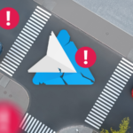 Painel do carro mostrando o Android Auto com uma mensagem de erro cercada por ícones de aviso.