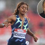Foto de Sha'Carri Richardson após sua prisão por supostamente dirigir a mais de 160 km / h na Flórida.
