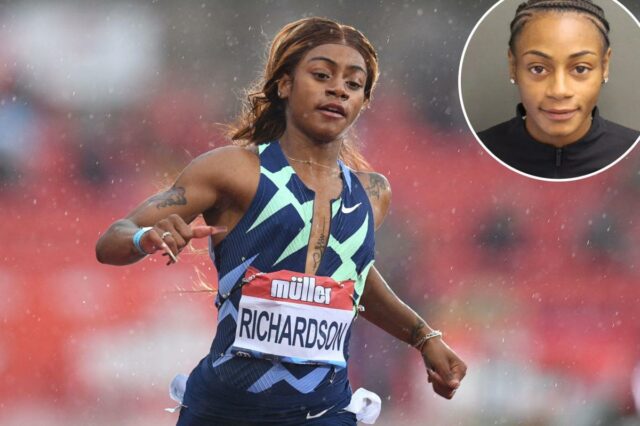 Foto de Sha'Carri Richardson após sua prisão por supostamente dirigir a mais de 160 km / h na Flórida.