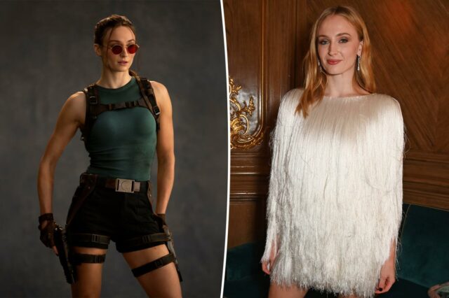 Sophie Turner surpreende os fãs com a transformação rasgada de Lara Croft na primeira foto de 'Tomb Raider'
