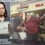 Jennifer Cruz foi presa do lado de fora de Mi Pueblo, em Jacksonville, na manhã de terça-feira, após supostamente pular de seu carro e dar um soco no rosto de um policial estadual durante uma operação do ICE.