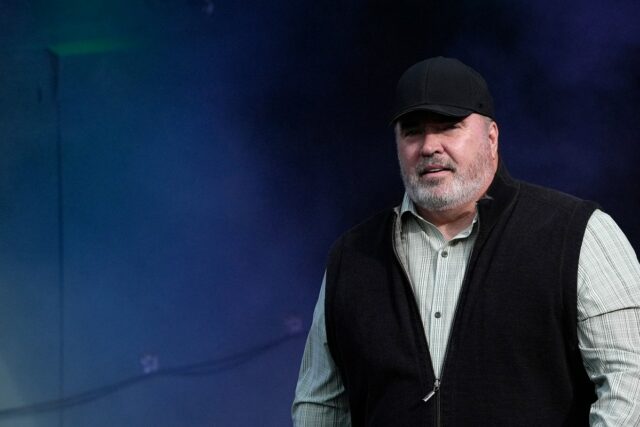 GREEN BAY, WISCONSIN - SEPTEMBER 07: Former Green Bay Packers head coach Mike McCarthy is honored during halftime of a game against the Detroit Lions at Lambeau Field on September 07, 2025 in Green Bay, Wisconsin. (Photo by Patrick McDermott/Getty Images)