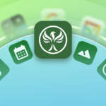 Logotipo do Google Fotos cercado por ícones que representam recursos de pesquisa, vídeo e edição mágica.