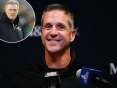 Surgem detalhes do robusto contrato de cinco anos de John Harbaugh com os Giants John Harbaugh falando em entrevista coletiva.