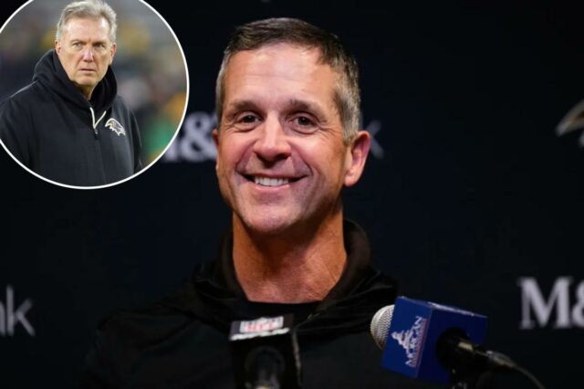 Surgem detalhes do robusto contrato de cinco anos de John John Harbaugh falando em entrevista coletiva.