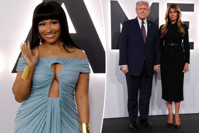 Tapete vermelho de estreia de 'Melania': Nicki Minaj, Melania Trump Nicki Minaj participa do evento