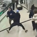 Transeunte do aeroporto ataca suspeito de violação da TSA em queda em fração de segundo