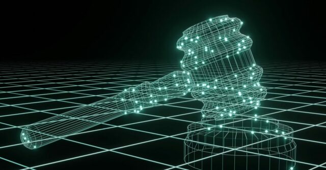 Tribunal da Califórnia decide que a Apple não invadiu a privacidade dos usuários do iPhone | Renderização digital 3D de um martelo de tribunal