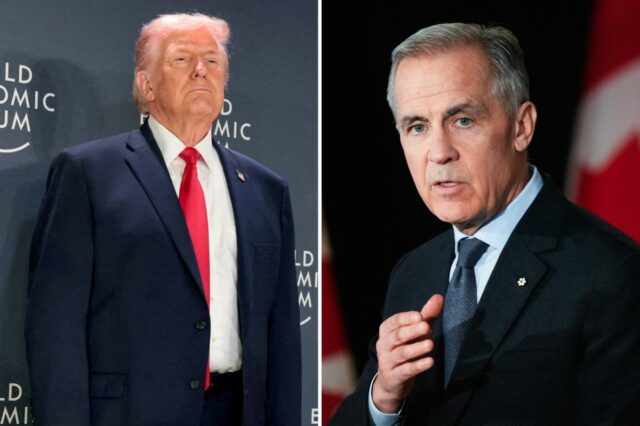 Trump ameaça o Canadá com tarifa de 100% depois que o primeiro-ministro Mark Carney recua nas medidas de política externa em Davos
