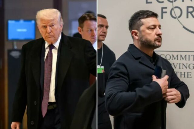 Trump e Zelensky se reúnem a portas fechadas para 'breve O presidente dos EUA, Donald Trump, caminhando durante a 56ª reunião anual do Fórum Econômico Mundial (WEF) em Davos, Suíça.