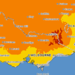 Uma onda de calor se dirige para Victoria e o pior está previsto para ocorrer na terça-feira, conforme mostrado neste mapa.