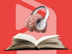 Um livro por dia me salva da podridão cerebral, e este aplicativo audiófilo é minha tábua de salvação inesperada Homem sentado no chão lendo em seu tablet ao lado do mascote do Android, com um arco de progresso acima mostrando