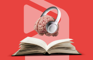 Um livro por dia me salva da podridão cerebral, e este aplicativo audiófilo é minha tábua de salvação inesperada Homem sentado no chão lendo em seu tablet ao lado do mascote do Android, com um arco de progresso acima mostrando