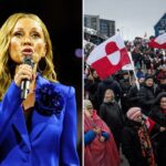 Vaias enquanto manifestante anti-Trump interrompe o hino nacional para gritar 'Deixe a Groenlândia em paz'