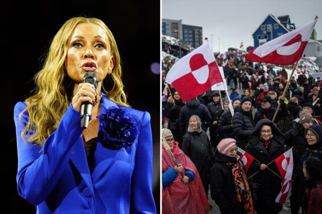 Vaias enquanto manifestante anti-Trump interrompe o hino nacional para gritar 'Deixe a Groenlândia em paz'
