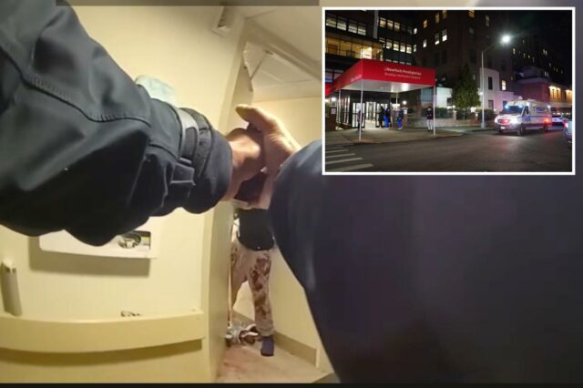 Vídeo de câmera corporal de tirar o fôlego mostra policial fatal atirando em paciente encharcado de sangue e empunhando uma lâmina dentro de um hospital de Nova York
