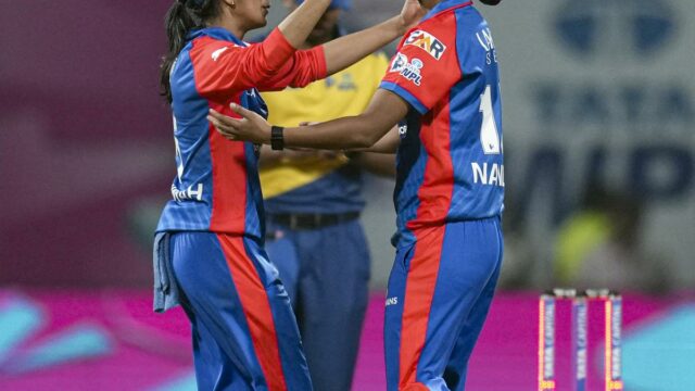 WPL 2026: Nandini Sharma faz três gols durante a partida WPL 2026: Nandini Sharma faz três gols durante a partida DC vs GG