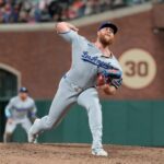 Los Angeles Dodgers relief pitcher Michael Kopech in 2025.