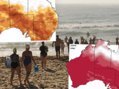 A Austrália está diante de um outono quente e seco Nadadores oceânicos entram na água em Coogee, em Sydney, enquanto o sol brilha na água.