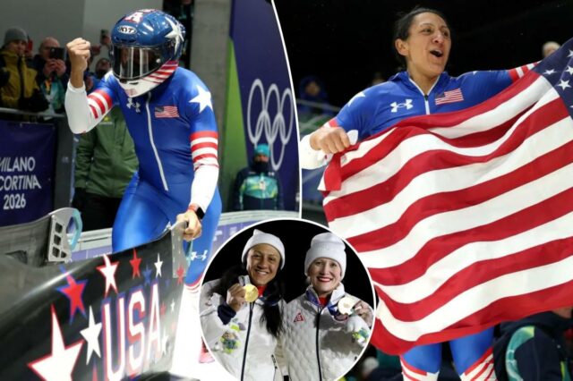 A bobsledder americana Elana Meyers Taylor, 41, finalmente ganha a A bobsledder americana Elana Meyers Taylor, 41, finalmente ganha a primeira medalha de ouro na quinta Olimpíada