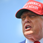 Donald Trump speaks to the press upon arrival at Morristown Municipal Airport in Morristown, New Jersey, on June 20, 2025.