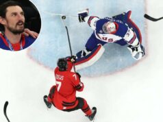 A defesa milagrosa de Connor Hellebuyck sobre Devon Toews resgatou os EUA na conquista da medalha de ouro O goleiro dos EUA Connor Hellebuyck faz uma defesa impressionante sobre o canadense Devon Toews no terceiro período do jogo pela medalha de ouro olímpica em 22 de fevereiro de 2026.