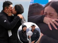 A esposa de Collin Morikawa às lágrimas após a primeira vitória da estrela do PGA Tour em mais de dois anos A esposa de Collin Morikawa às lágrimas após a primeira vitória da estrela do PGA Tour em mais de dois anos