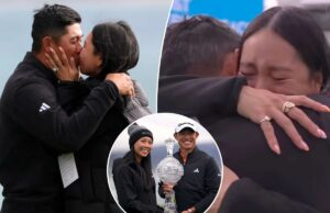 A esposa de Collin Morikawa às lágrimas após a primeira vitória da estrela do PGA Tour em mais de dois anos A esposa de Collin Morikawa às lágrimas após a primeira vitória da estrela do PGA Tour em mais de dois anos