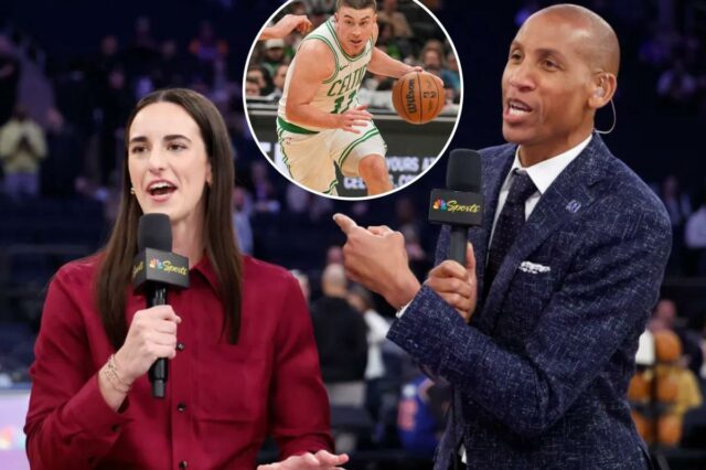 A estreia de Caitlin Clark na NBC apresenta um momento A estrela da WNBA Caitlin Clark faz sua estreia na NBC Sports TV ao lado de Reggie Miller no início do Los Angeles Lakers x New York Knicks no Madison Square Garden em Nova York, Nova York, domingo, 1º de fevereiro de 2026.