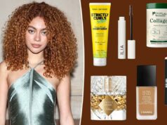 A estrela de ‘Heated Rivalry’ Ksenia Daniela Kharlamova compartilha os segredos por trás de seus cachos deslumbrantes Tubo e varinha de rímel ILIA em marrom, com uma borda marrom.