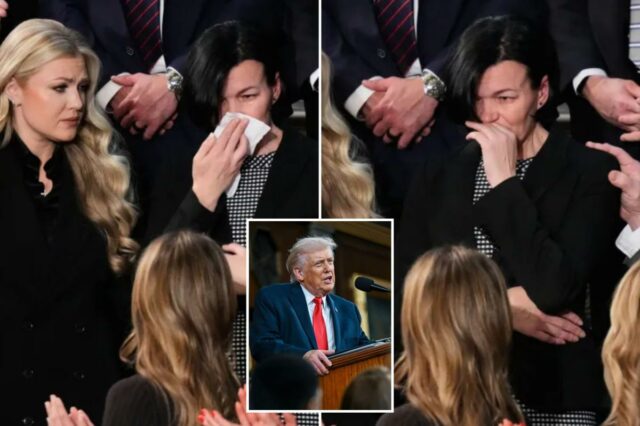 A mãe da refugiada ucraniana assassinada Iryna Zarutska desmorona durante A mãe da refugiada ucraniana assassinada Iryna Zarutska desmorona durante o Estado da União 2026 enquanto Trump critica os democratas: 'Como vocês não suportam?'