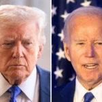 Donald Trump speaks to reporters and members of the media at Mar-a-Lago on February 1, 2026 in Palm Beach, Florida and Joe Biden speaks at a conference hosted by the Advocates, Counselors, and Representatives for the Disabled (ACRD) on April 15, 2025 in Chicago, Illinois.