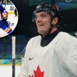 Bo Horvat, da equipe do Canadá, durante o treinamento de hóquei no gelo dos Jogos Olímpicos de Inverno de Milano Cortina 2026.