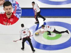 A seleção masculina de curling do Canadá foi atingida pela segunda acusação de trapaça e explodiu a polêmica olímpica O canadense Marc Kennedy (c.) compete no curling masculino contra a Suíça em 14 de fevereiro de 2026.