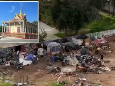 Acampamento de sem-teto causa estragos em templo budista cambojano em Fresno Acampamento de sem-teto causa estragos em templo budista cambojano em Fresno