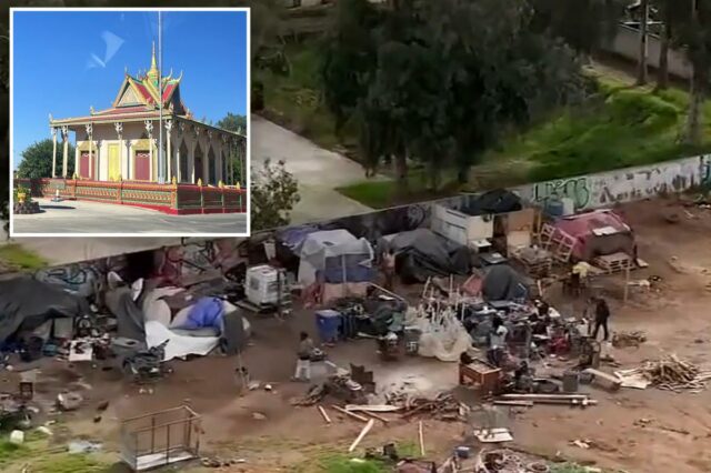 Acampamento de sem-teto causa estragos em templo budista cambojano em Fresno
