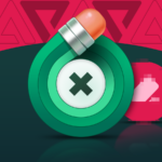 Selfie de grupo mostrando rostos pixelados e uma máscara de IA brilhante substituindo o rosto de uma mulher, cercada por rótulos de edição como ‘Pele Perfeita’ e ‘Sorriso Melhorado’.