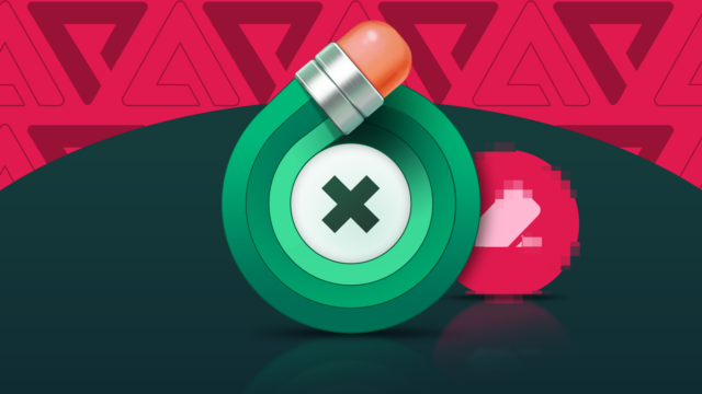 Selfie de grupo mostrando rostos pixelados e uma máscara de IA brilhante substituindo o rosto de uma mulher, cercada por rótulos de edição como ‘Pele Perfeita’ e ‘Sorriso Melhorado’.