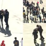 Agente federal ferido quando agitadores estudantis anti-ICE foram vistos balançando a vara contra policiais no confronto do DTLA