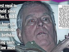 ‘Agora ele está suando’: jornais britânicos atacam Andrew após prisão chocante A primeira página do Sun após a prisão de Andrew na quinta-feira.