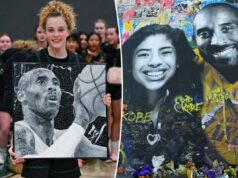 Amalia Holguin presenteou com a pintura de Kobe Bryant de Ontario Christian Amalia Holguin presenteou com a pintura de Kobe Bryant de Ontario Christian