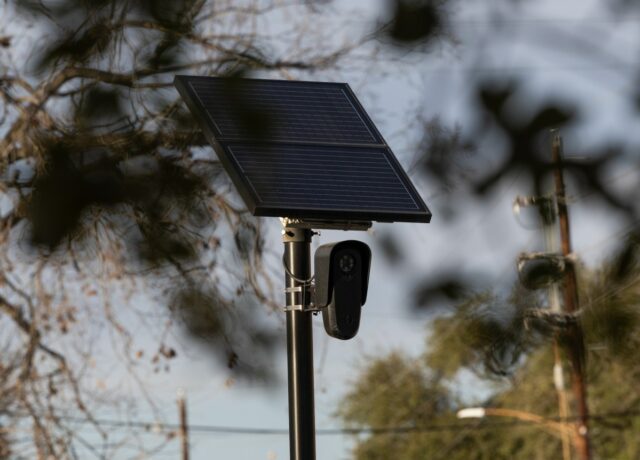 A Flock surveillance camera in Houston, Texas, US, on Wednesday, Feb. 4, 2026. Flock counts more than 6,000 customers that are using its license plate readers, camera-equipped drones, gunshot detection devices and software, with customers in every state except Alaska. Photographer: Antranik Tavitian/Bloomberg via Getty Images